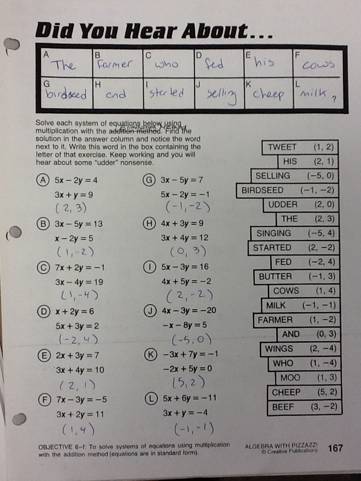 worksheet Homework:  algebra Aboutâ€¦  equations 2P Did  with Math You answers Hear